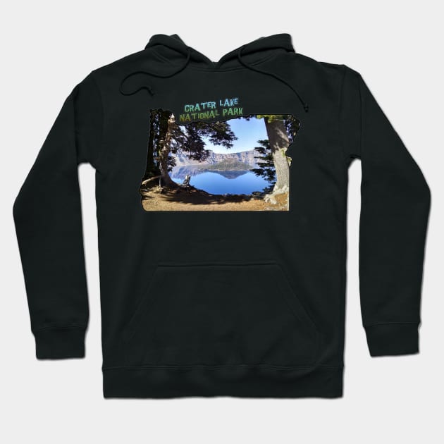 Oregon State Outline (Crater Lake & Wizard Island) Hoodie by gorff